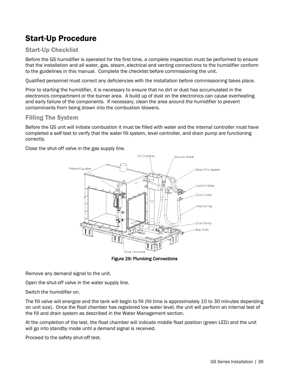 36 start-up procedure, Start-up procedure | Nortec GS Series User Manual | Page 39 / 98