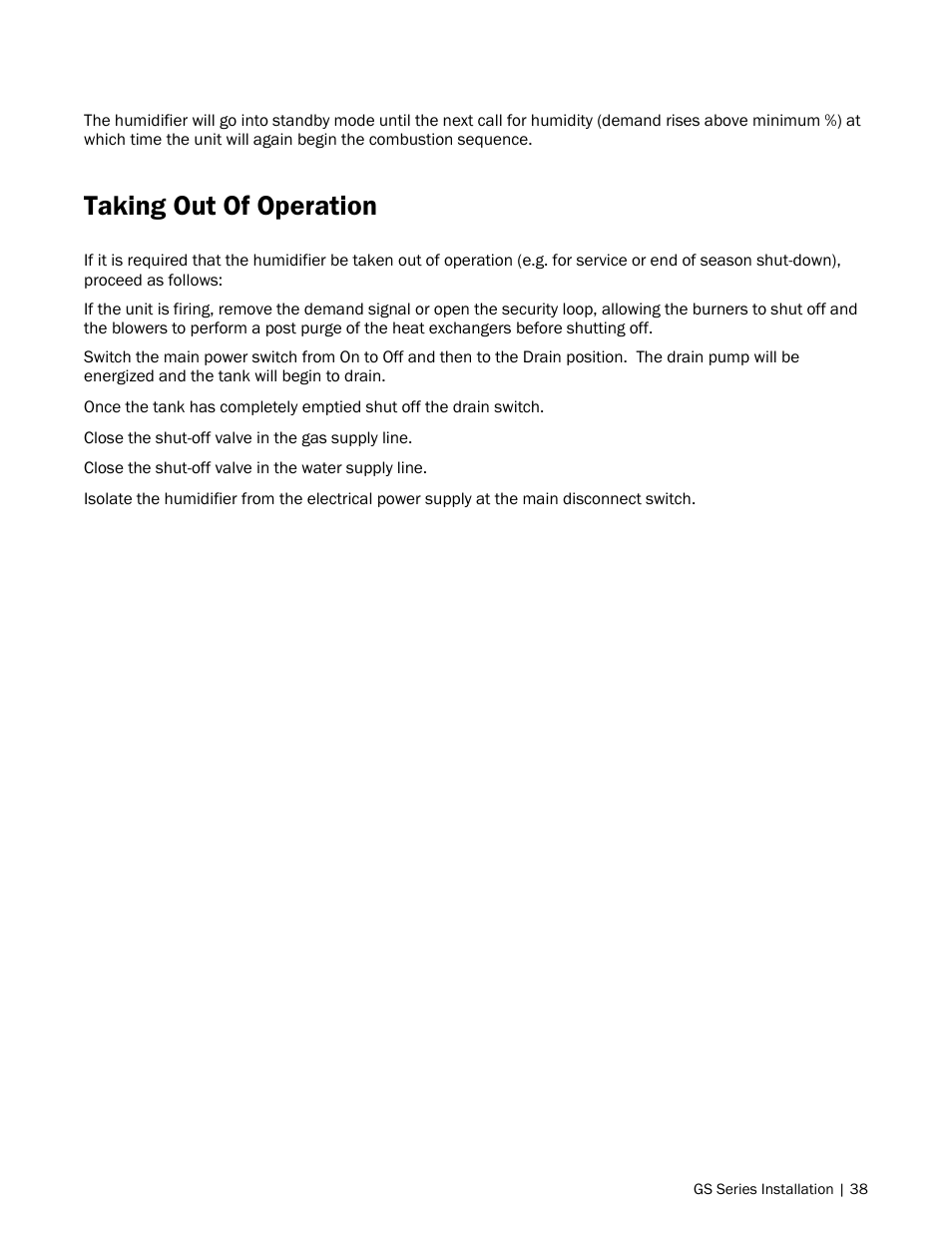 Taking out of operation | Nortec GS Series User Manual | Page 41 / 98