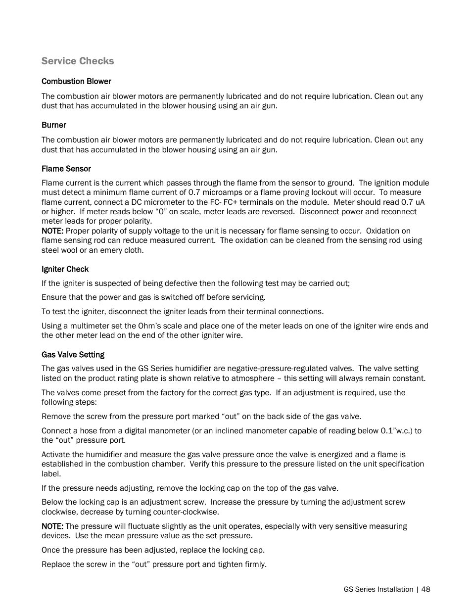 Service checks | Nortec GS Series User Manual | Page 51 / 98