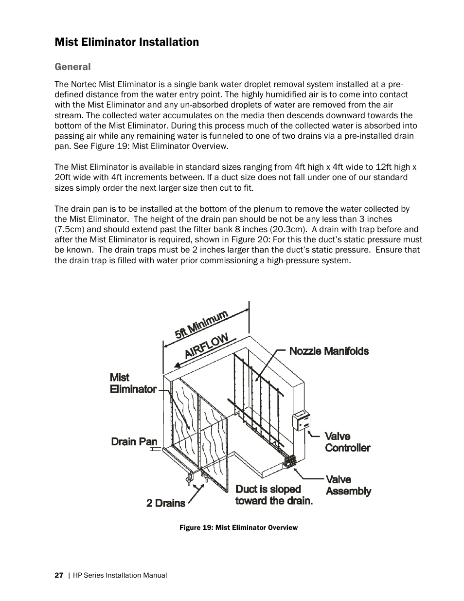 Mist eliminator installation, General | Nortec HP Series User Manual | Page 30 / 76