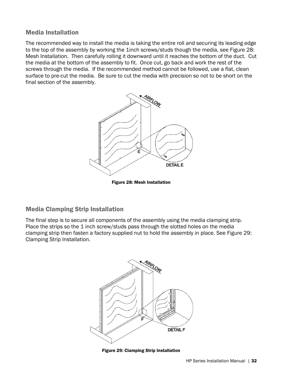 Media installation, Media clamping strip installation | Nortec HP Series User Manual | Page 35 / 76