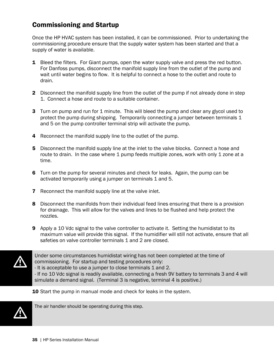 Commissioning and startup | Nortec HP Series User Manual | Page 38 / 76