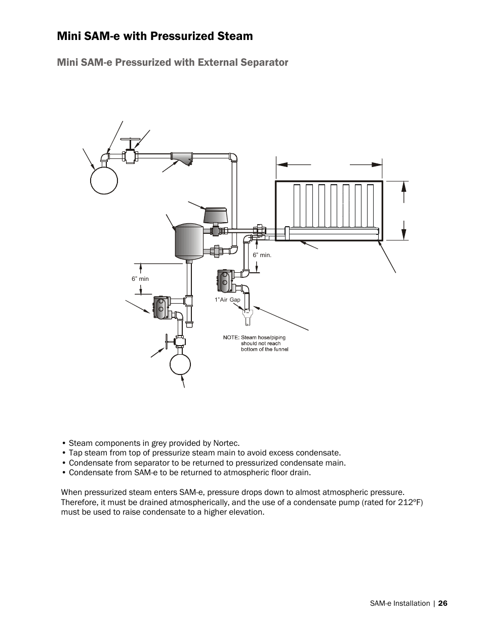 Mini sam-e with pressurized steam, Mini sam-e pressurized with external separator | Nortec SAM-e User Manual | Page 29 / 62