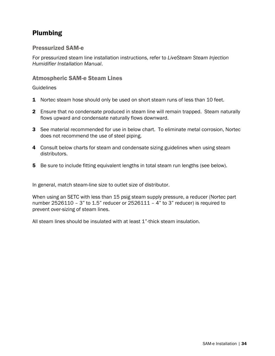 Plumbing | Nortec SAM-e User Manual | Page 37 / 62