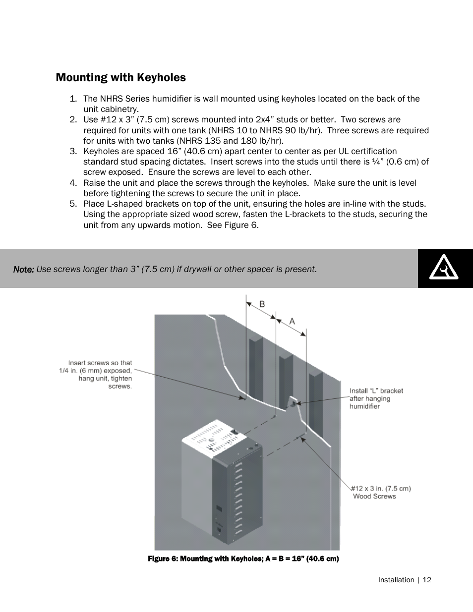 Mounting with keyholes | Nortec NH Series User Manual | Page 15 / 70