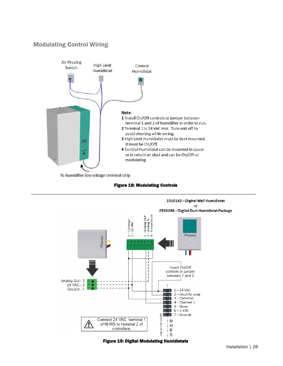 Modulating control wiring | Nortec NH Series User Manual | Page 29 / 70