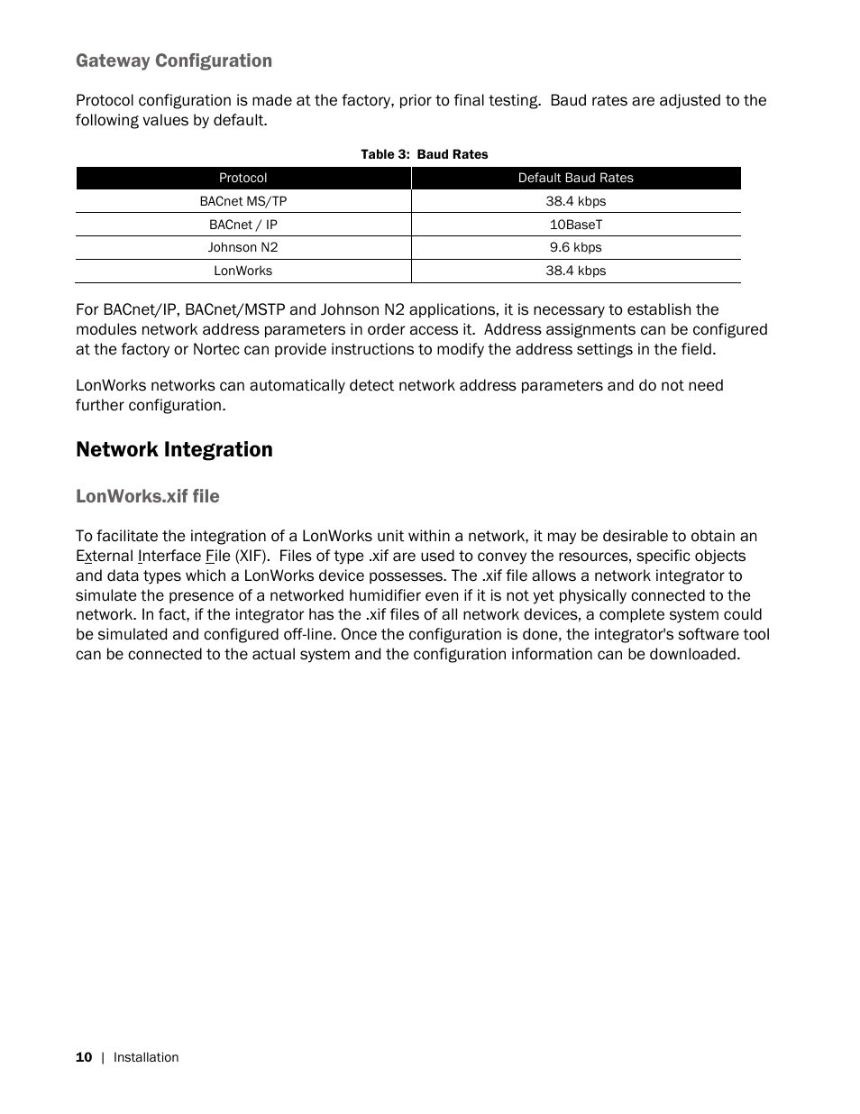 Network integration, Gateway configuration, Lonworks.xif file | Nortec LINKS 2 GSTC User Manual | Page 14 / 50