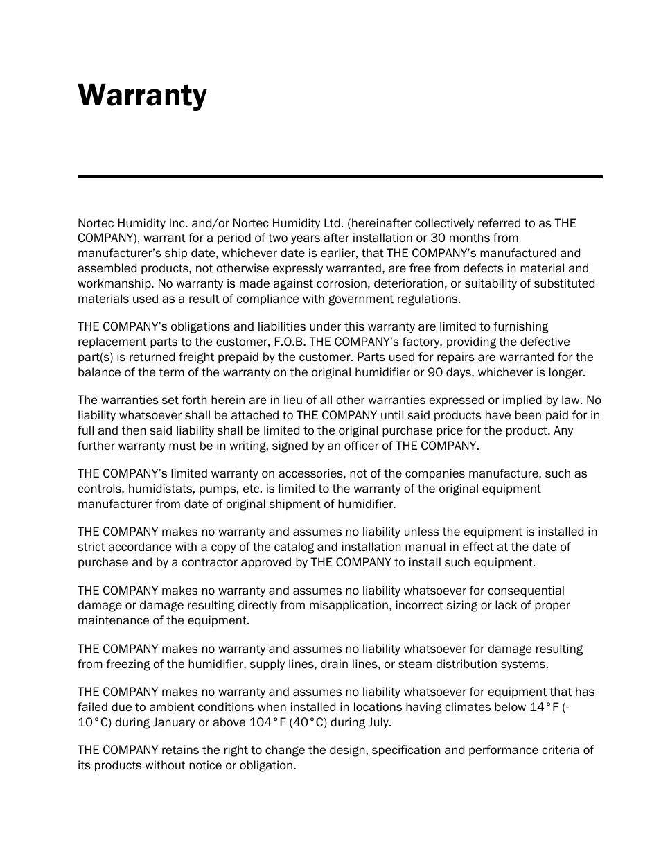 Warranty | Nortec LINKS 2 GSTC User Manual | Page 49 / 50