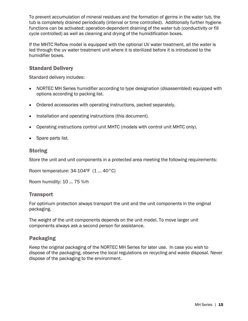 Nortec MH Series User Manual | Page 19 / 58