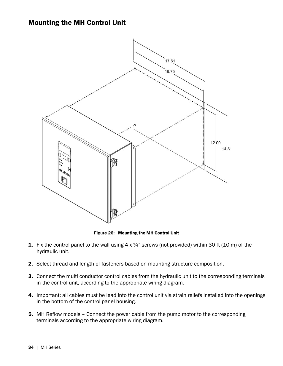 Mounting the mh control unit | Nortec MH Series User Manual | Page 38 / 58