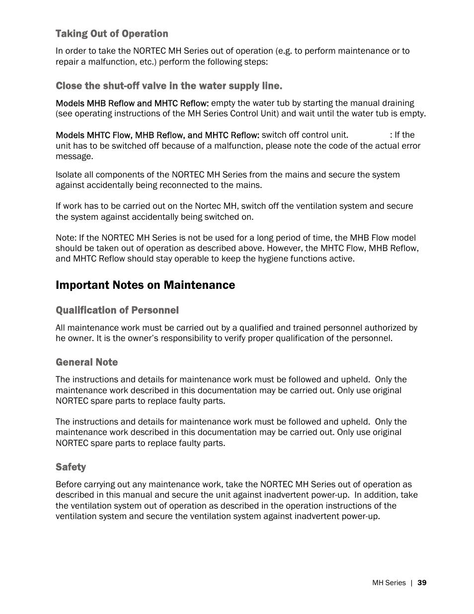 Nortec MH Series User Manual | Page 43 / 58
