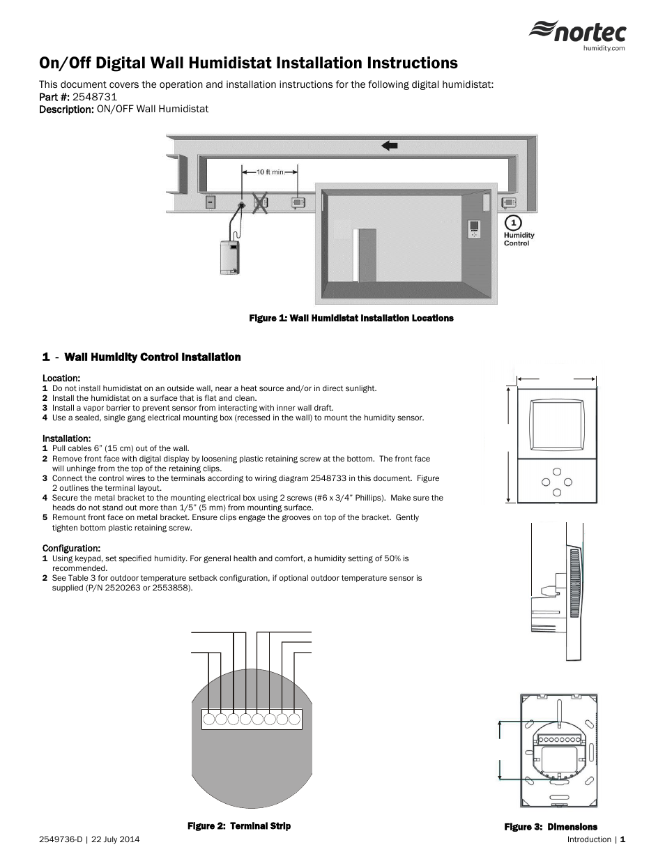 Nortec On Digital Wall Humidistat User Manual | 4 pages