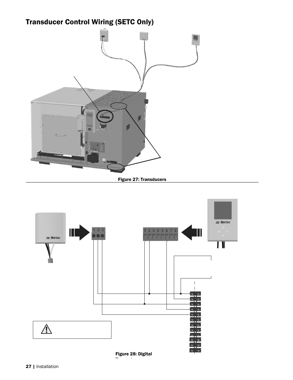 27 transducer control wiring, Transducer control wiring (setc only) | Nortec SE Series User Manual | Page 30 / 100