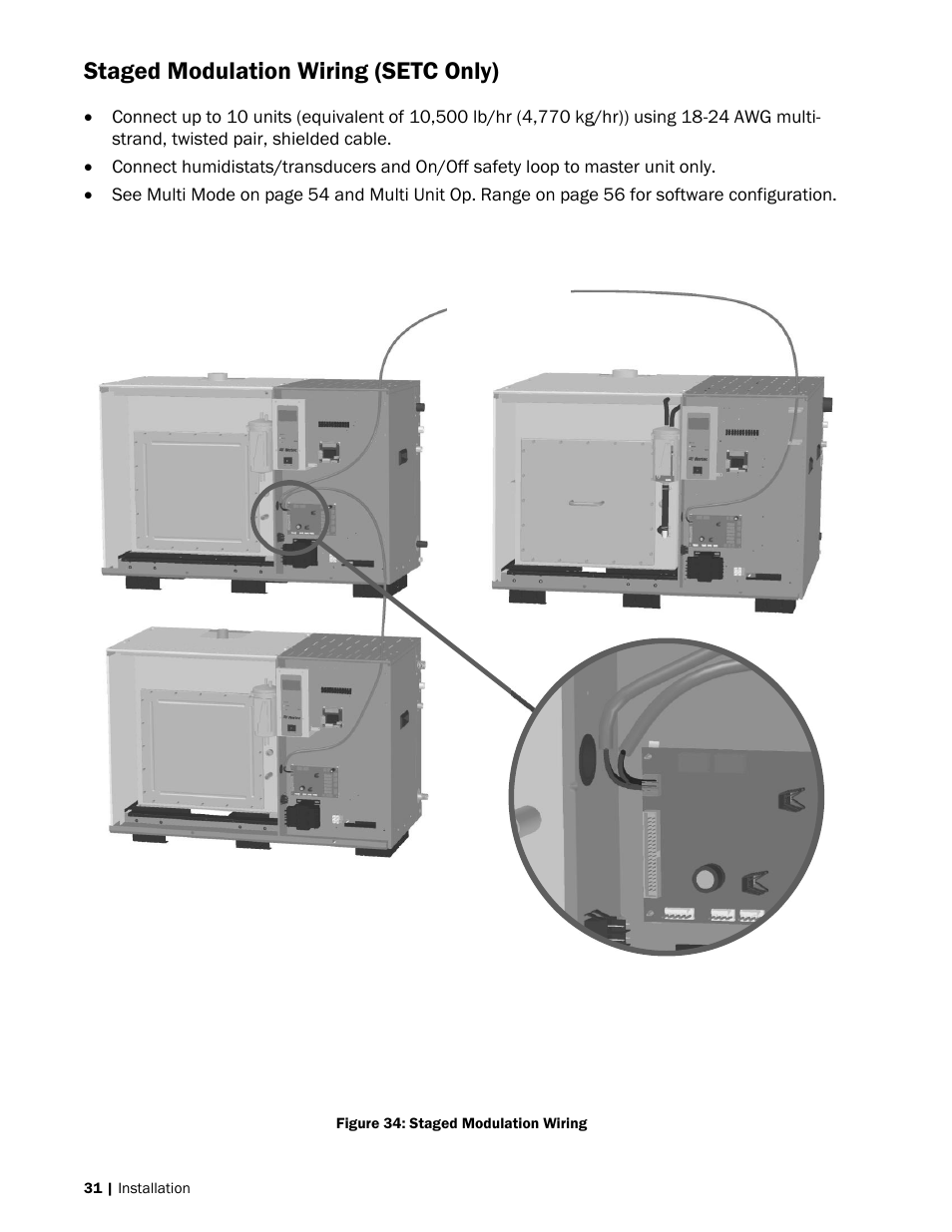 31 staged modulation wiring (setc only), Staged modulation wiring (setc only) | Nortec SE Series User Manual | Page 34 / 100