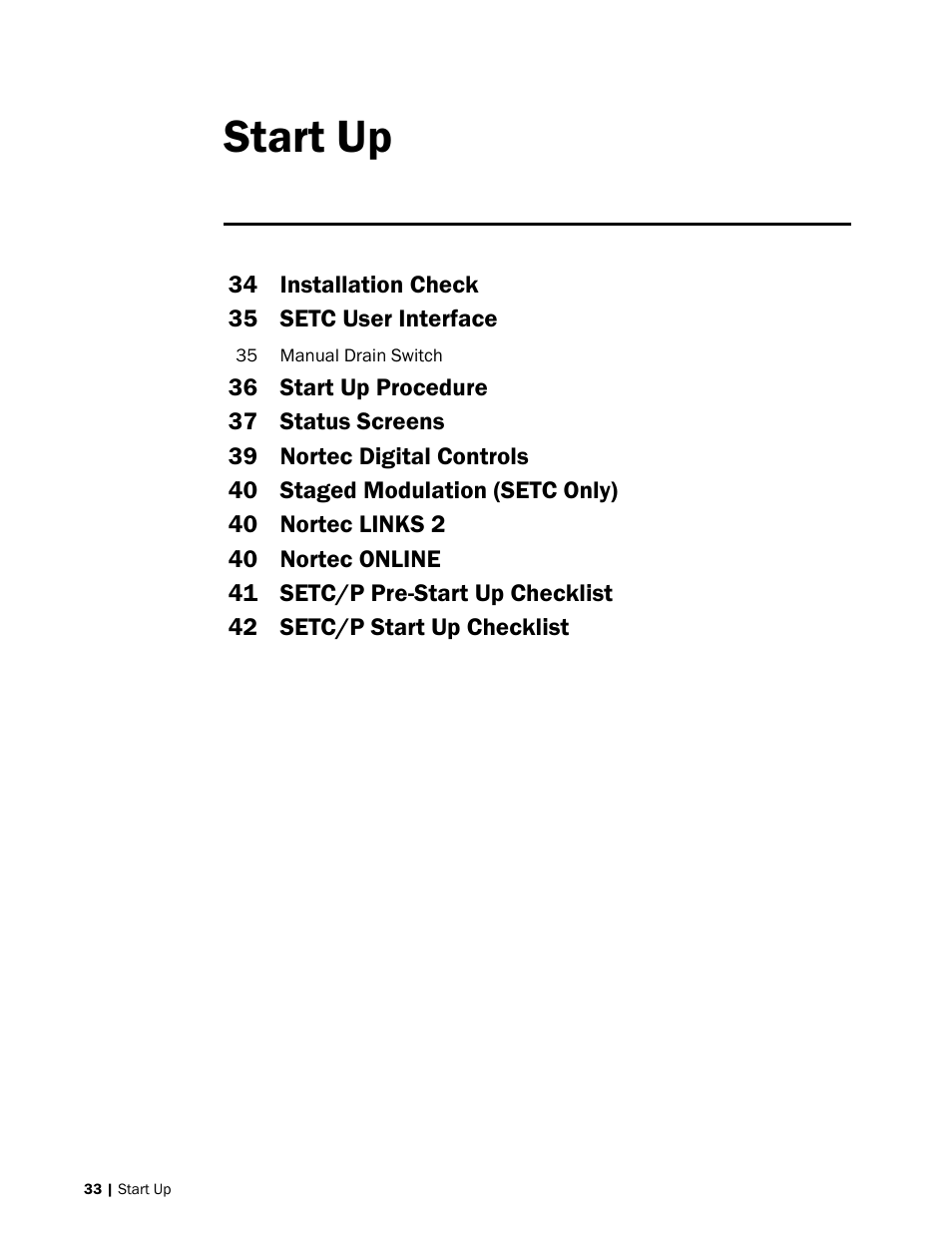 Start up | Nortec SE Series User Manual | Page 36 / 100