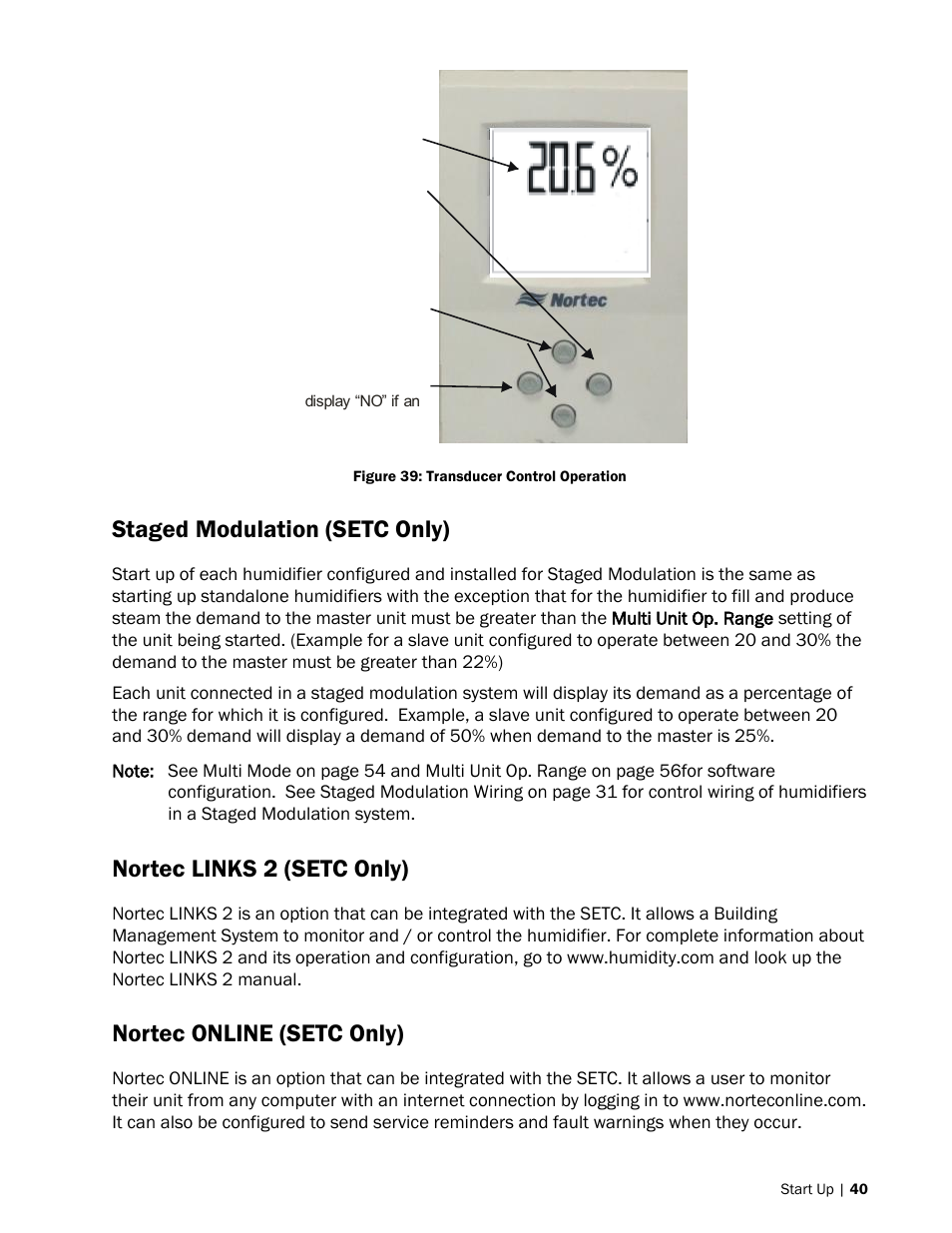 And figure 39, Staged modulation (setc only), Nortec links 2 (setc only) | Nortec online (setc only) | Nortec SE Series User Manual | Page 43 / 100