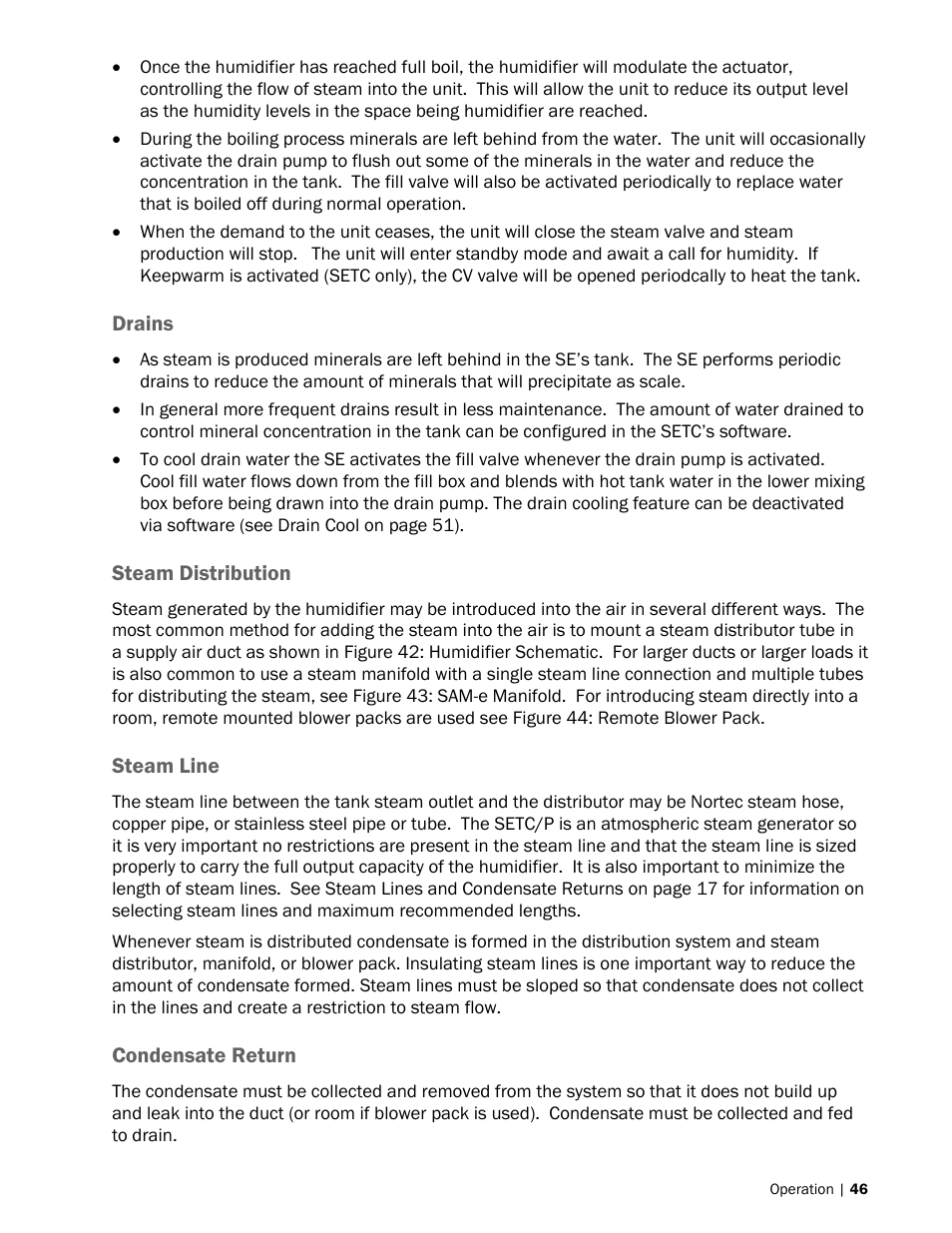 46 drains, 46 steam distribution | Nortec SE Series User Manual | Page 49 / 100