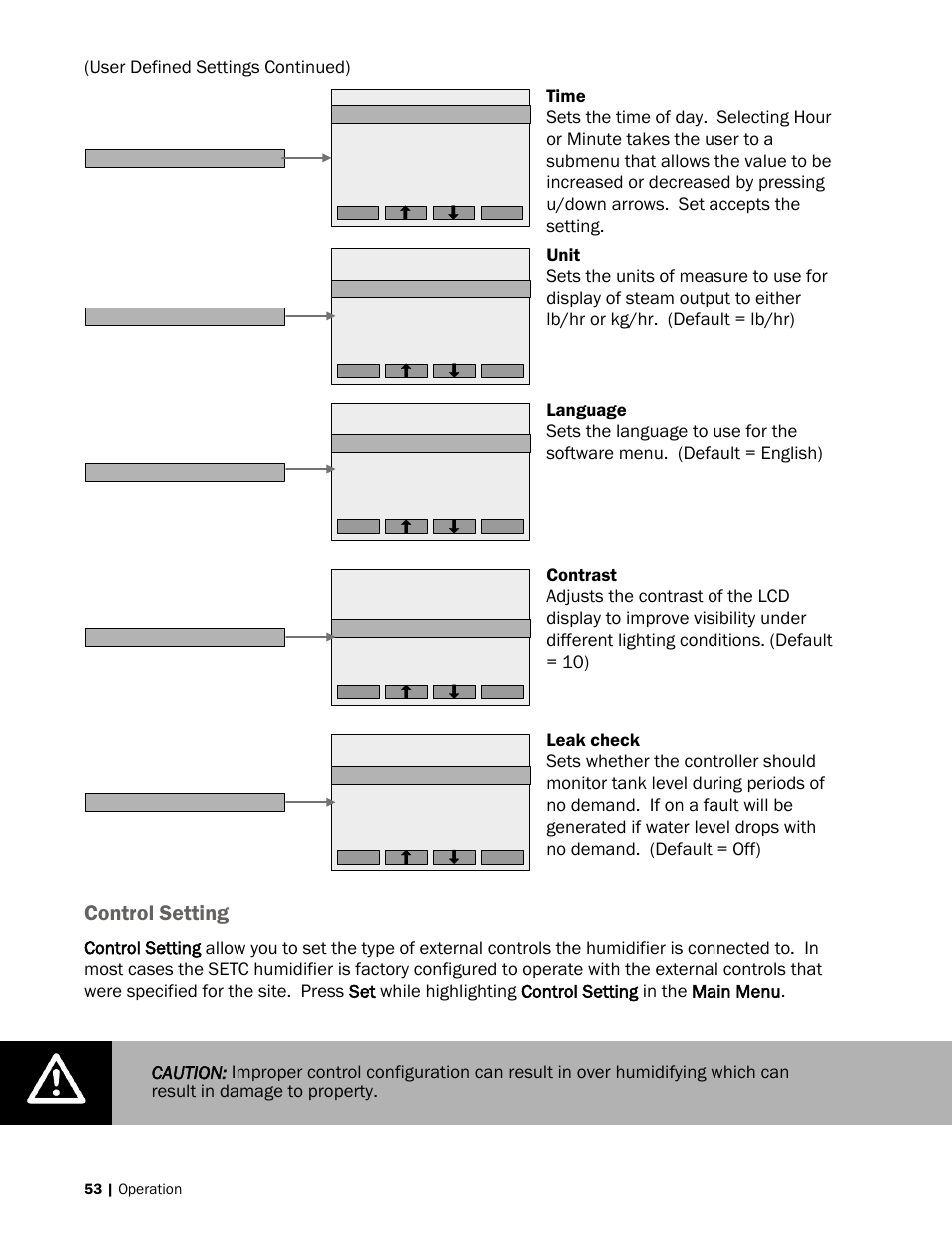 E control setting, Age 53, 53 control setting | Control setting | Nortec SE Series User Manual | Page 56 / 100