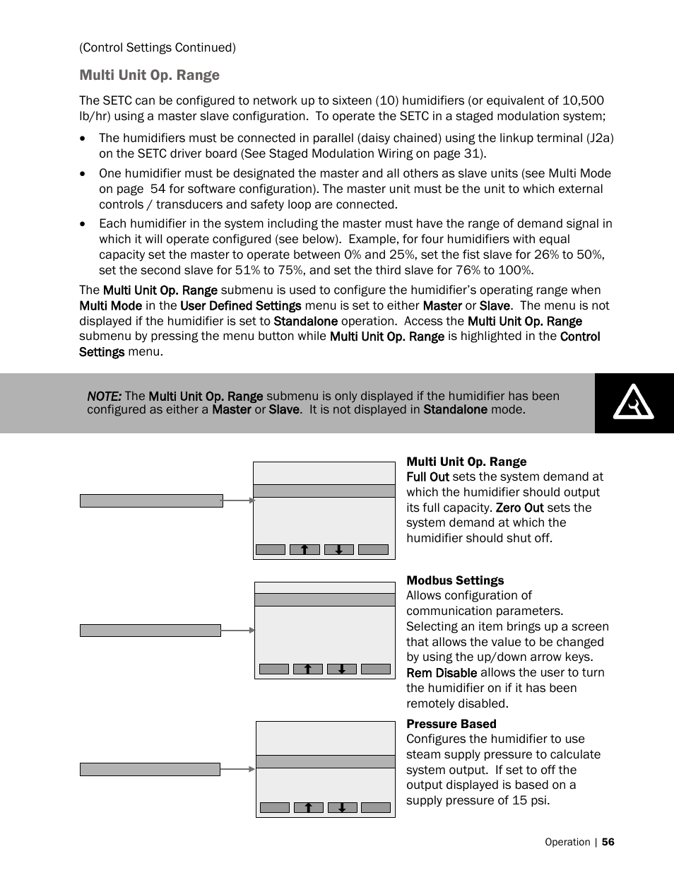 See pressure based, Age 56, And multi unit op. range | Age 56for s, 56 multi unit op. range, Multi unit op. range | Nortec SE Series User Manual | Page 59 / 100