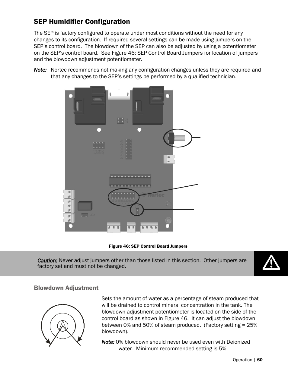 60 sep humidifier configuration, Sep humidifier configuration | Nortec SE Series User Manual | Page 63 / 100