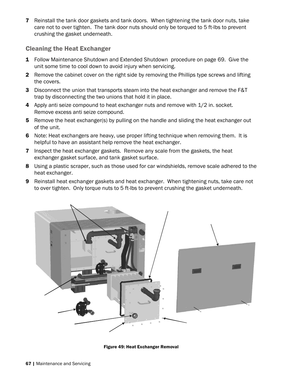 67 cleaning the heat exchanger, Cleaning the heat exchanger | Nortec SE Series User Manual | Page 70 / 100