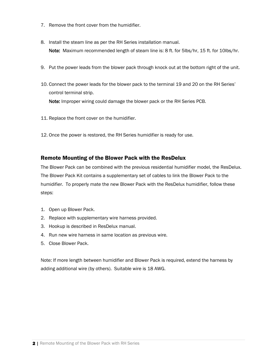 Nortec BLOWER PACK For RH Series User Manual | Page 4 / 6