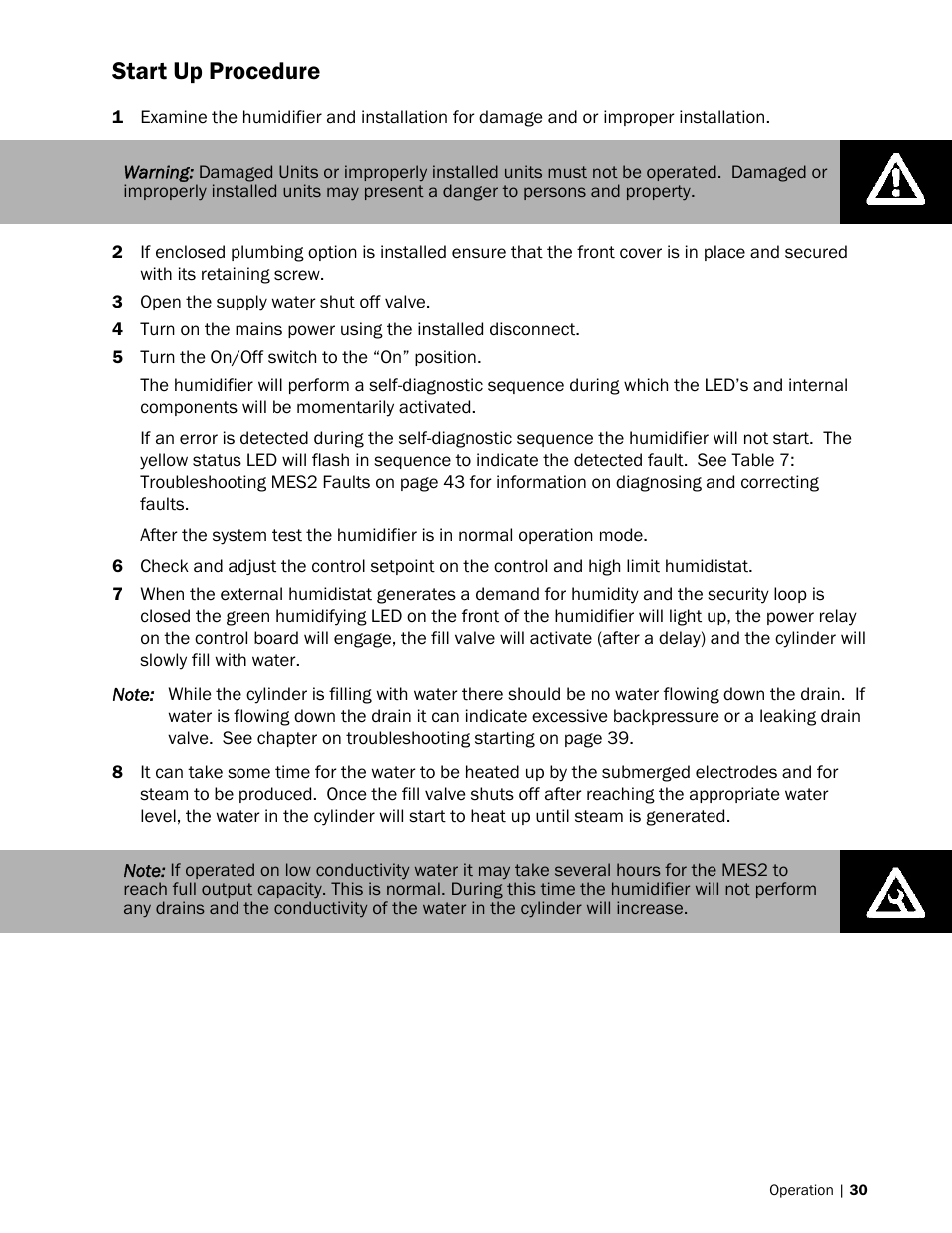 Start up procedure | Nortec MES2 User Manual | Page 33 / 54