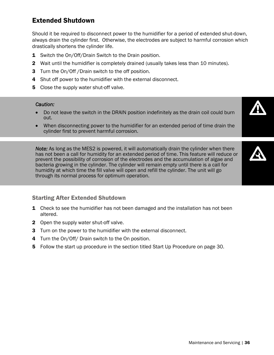 Extended shutdown | Nortec MES2 User Manual | Page 39 / 54