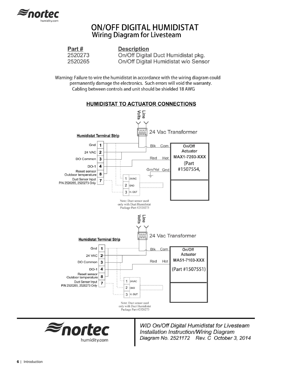 Nortec On Digital Wall & Duct Humidistat User Manual | Page 6 / 6