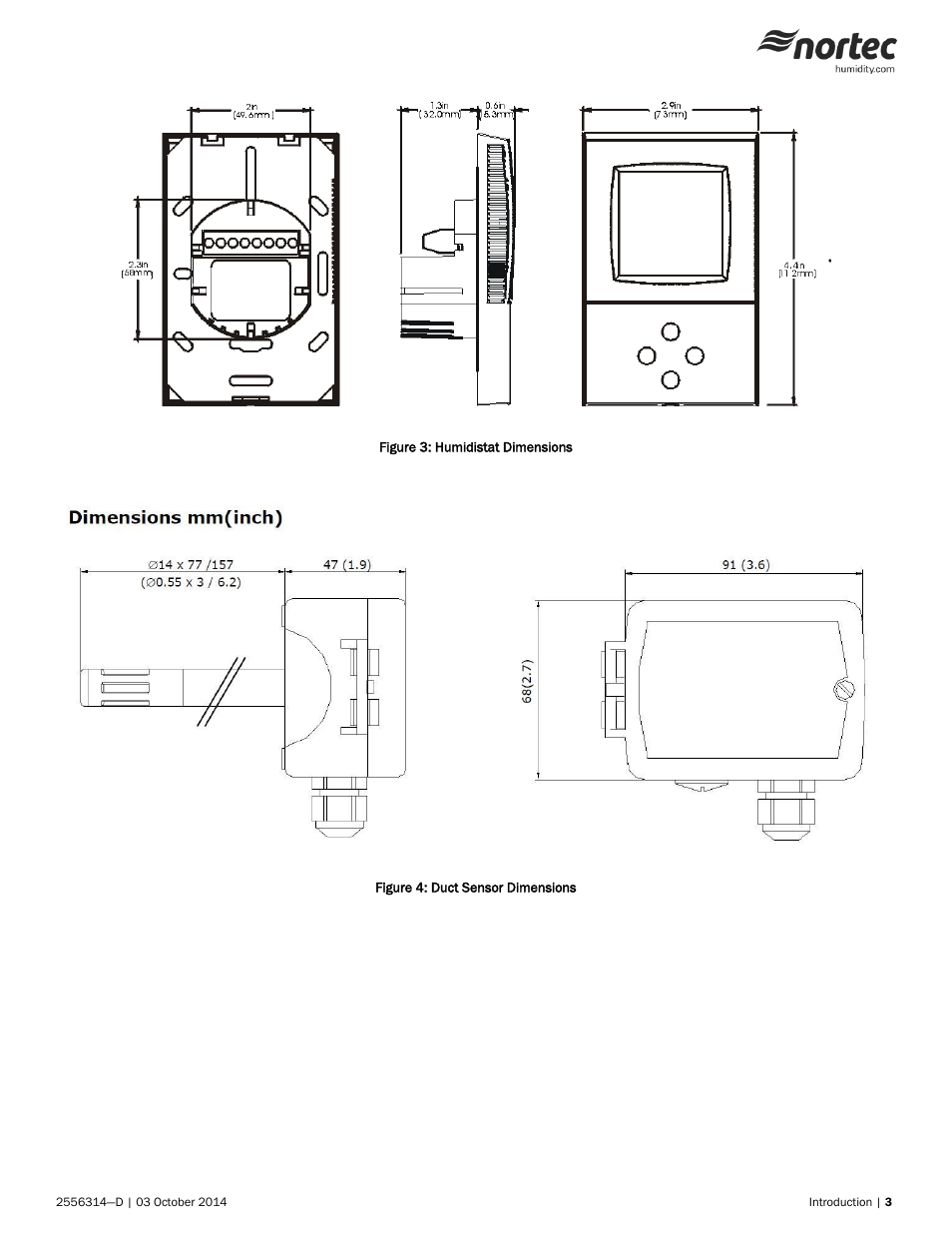 Nortec 0-10 V Wall & Duct Humidistat User Manual | Page 3 / 6