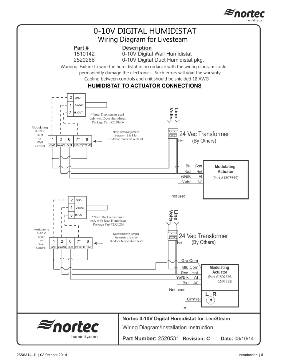 Nortec 0-10 V Wall & Duct Humidistat User Manual | Page 5 / 6