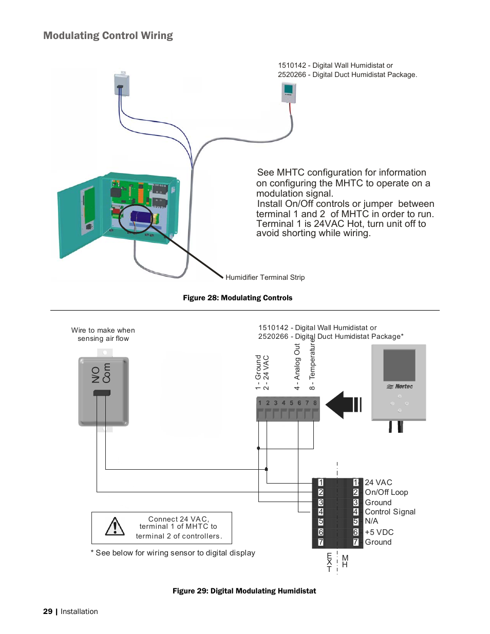 Modulating control wiring | Nortec MH Series User Manual | Page 32 / 94