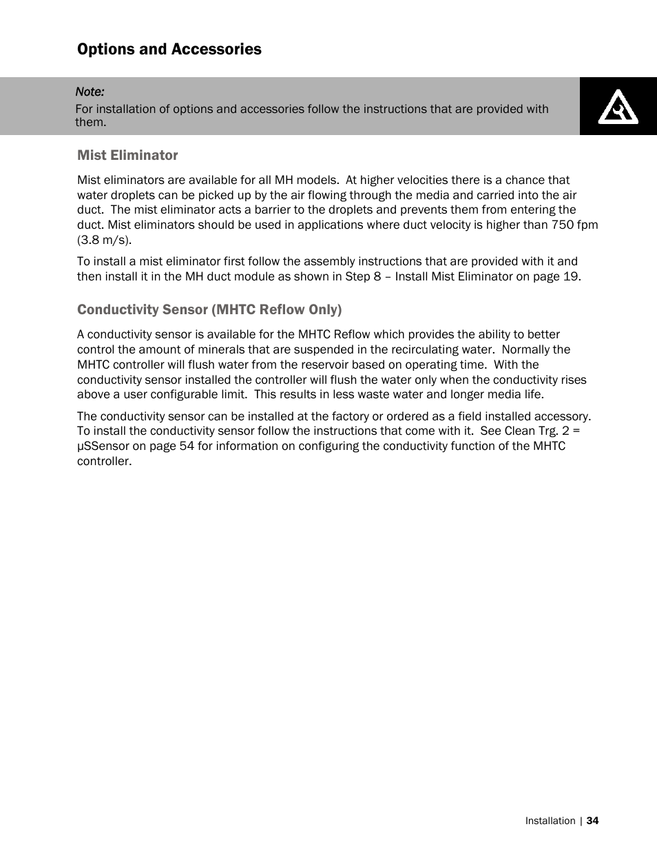 Options and accessories | Nortec MH Series User Manual | Page 37 / 94