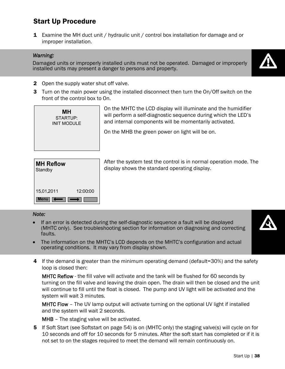 Start up procedure | Nortec MH Series User Manual | Page 41 / 94