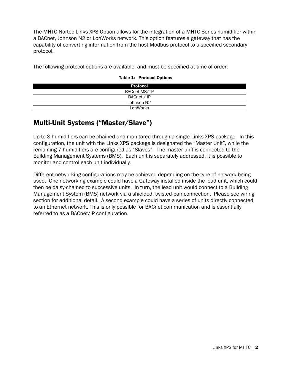 Multi-unit systems (“master/slave”) | Nortec LINKS XPS MH User Manual | Page 5 / 68