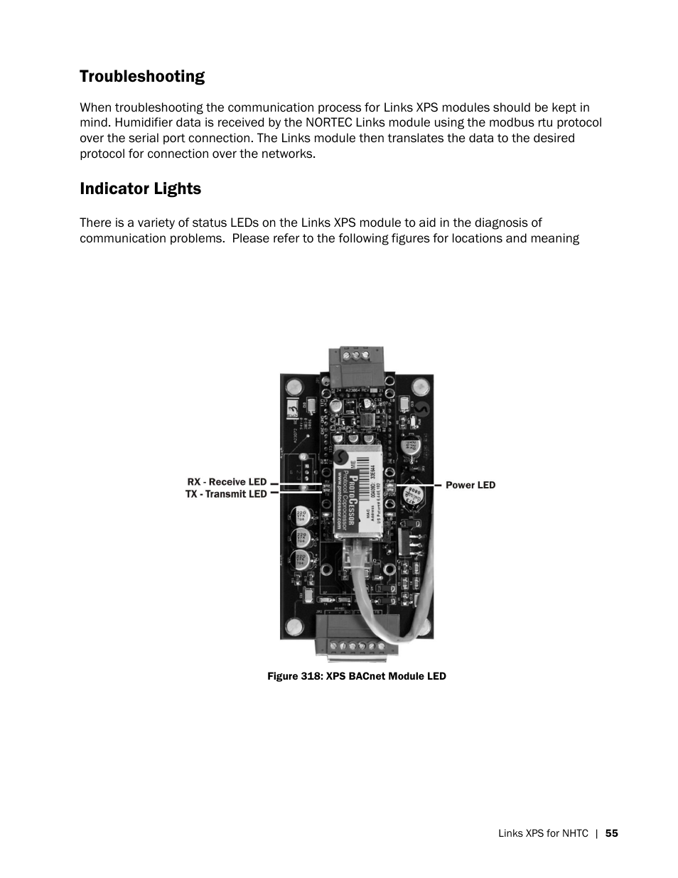 Troubleshooting, Indicator lights | Nortec LINKS XPS MH User Manual | Page 58 / 68