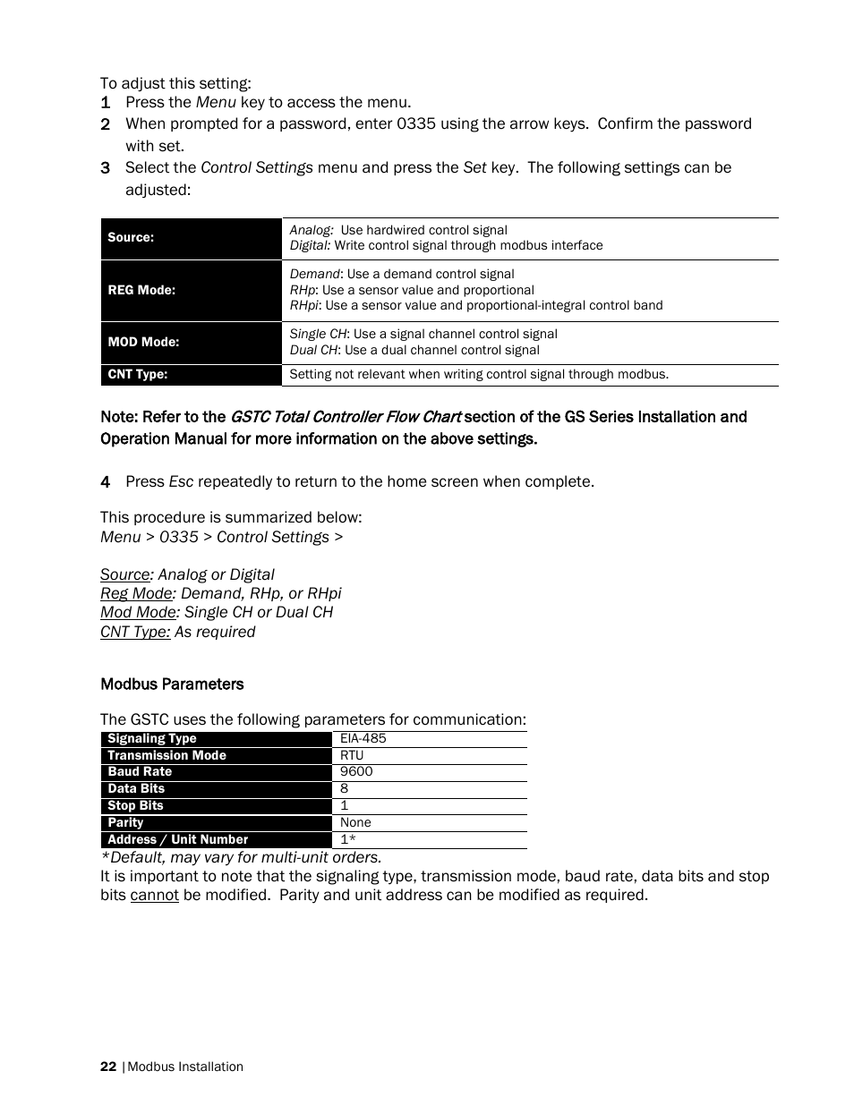 Modbus parameters | Nortec Modbus User Manual | Page 25 / 52