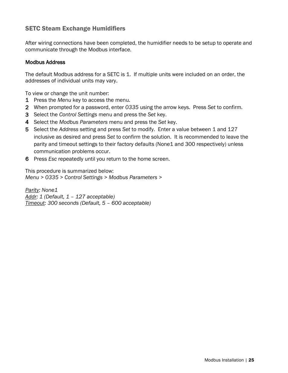 Modbus address | Nortec Modbus User Manual | Page 28 / 52