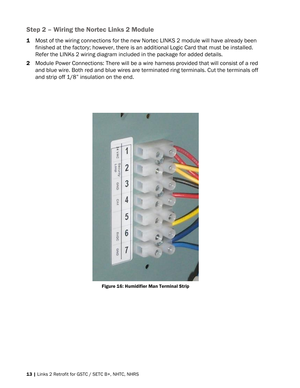 Step 2 – wiring the nortec links 2 module | Nortec LINKS 2 SETC B+ User Manual | Page 17 / 23