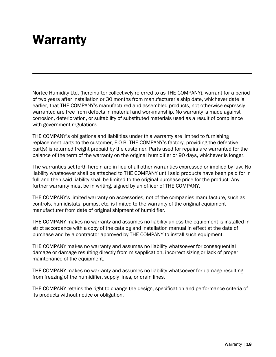 Warranty | Nortec LINKS 2 SETC B+ User Manual | Page 22 / 23