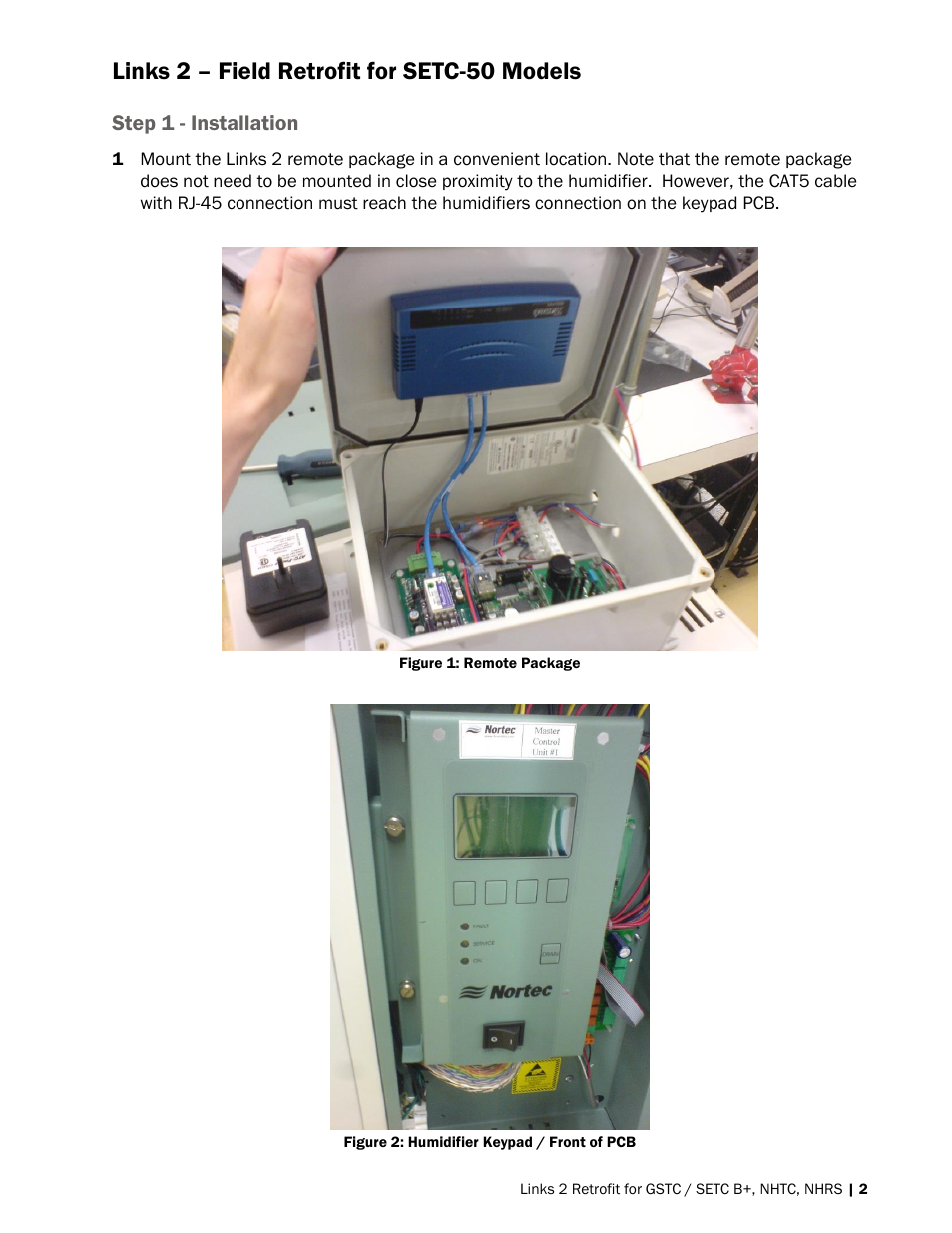 Links 2 – field retrofit for setc-50 models | Nortec LINKS 2 SETC B+ User Manual | Page 6 / 23