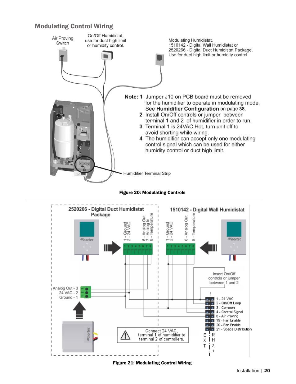 Modulating control wiring | Nortec RH2+ User Manual | Page 23 / 62