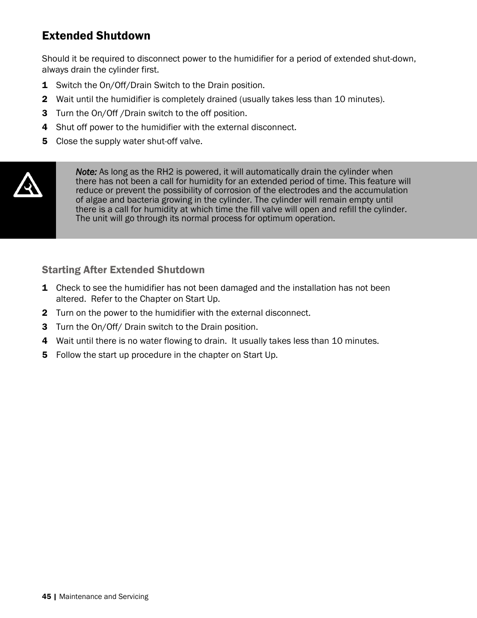 Extended shutdown | Nortec RH2+ User Manual | Page 48 / 62