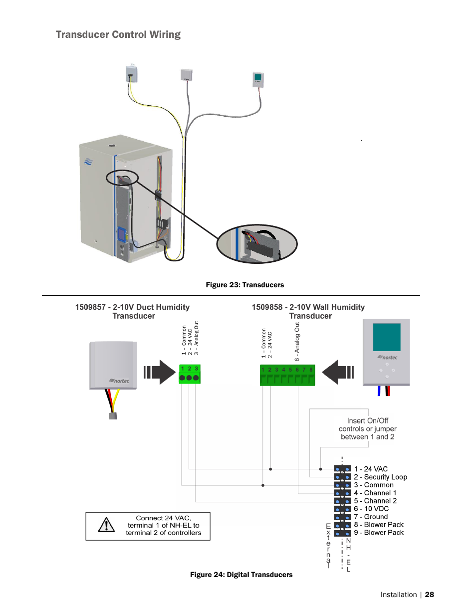 Transducer control wiring | Nortec NH-EL Series User Manual | Page 31 / 99