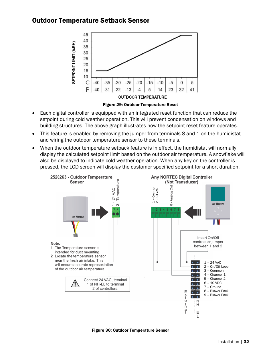 Outdoor temperature setback sensor | Nortec NH-EL Series User Manual | Page 35 / 99