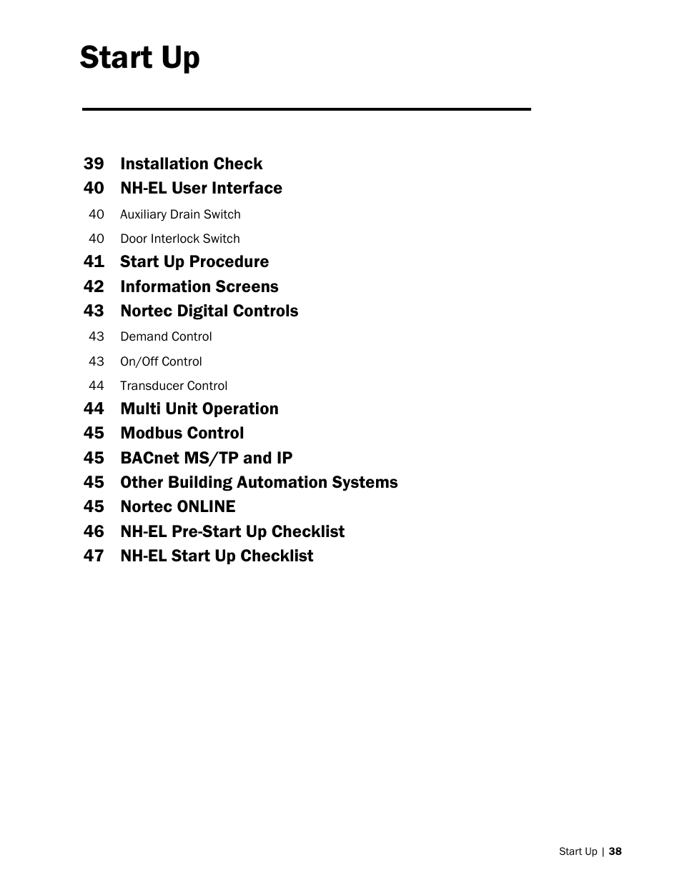 Start up | Nortec NH-EL Series User Manual | Page 41 / 99