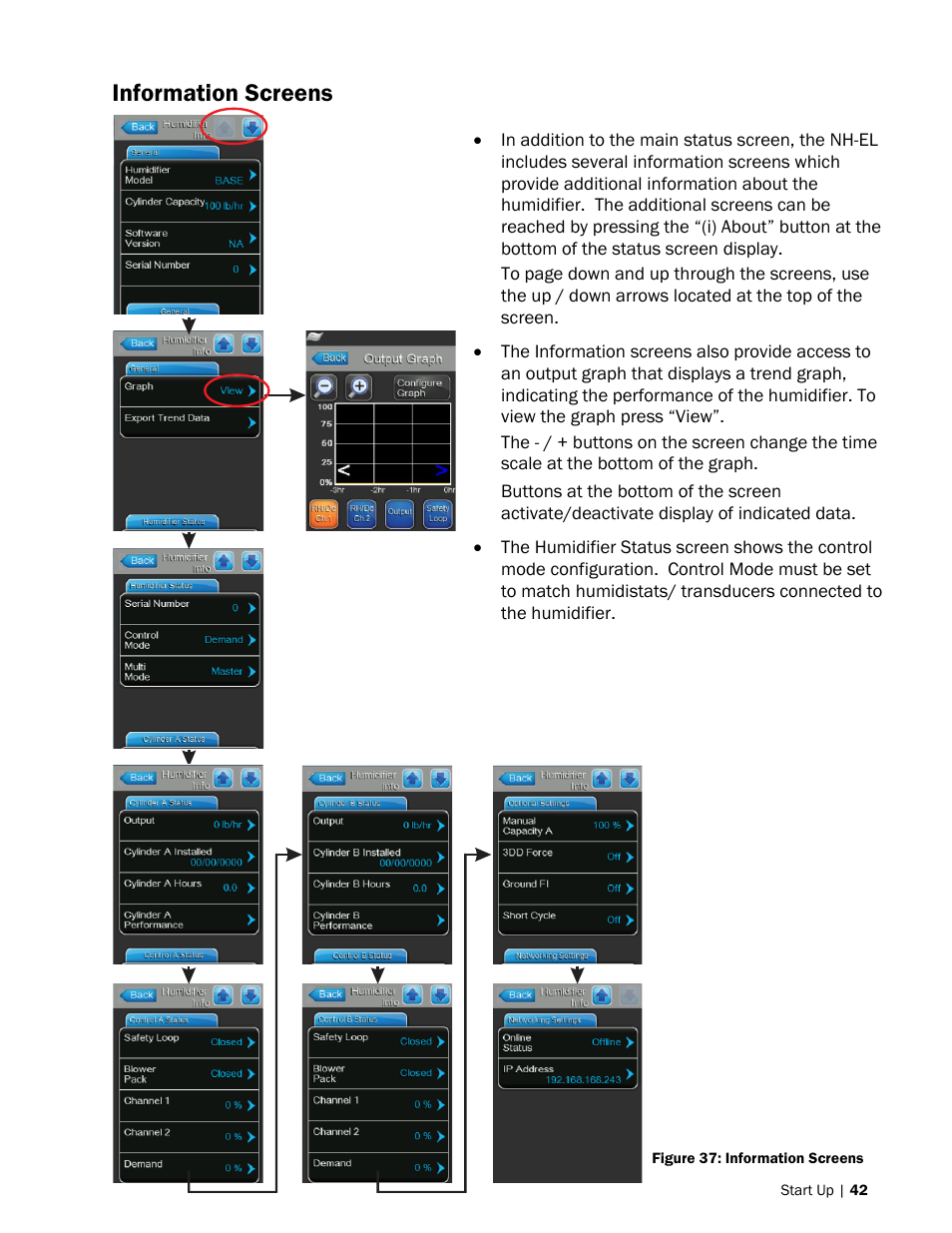 42 information screens, Information screens | Nortec NH-EL Series User Manual | Page 45 / 99