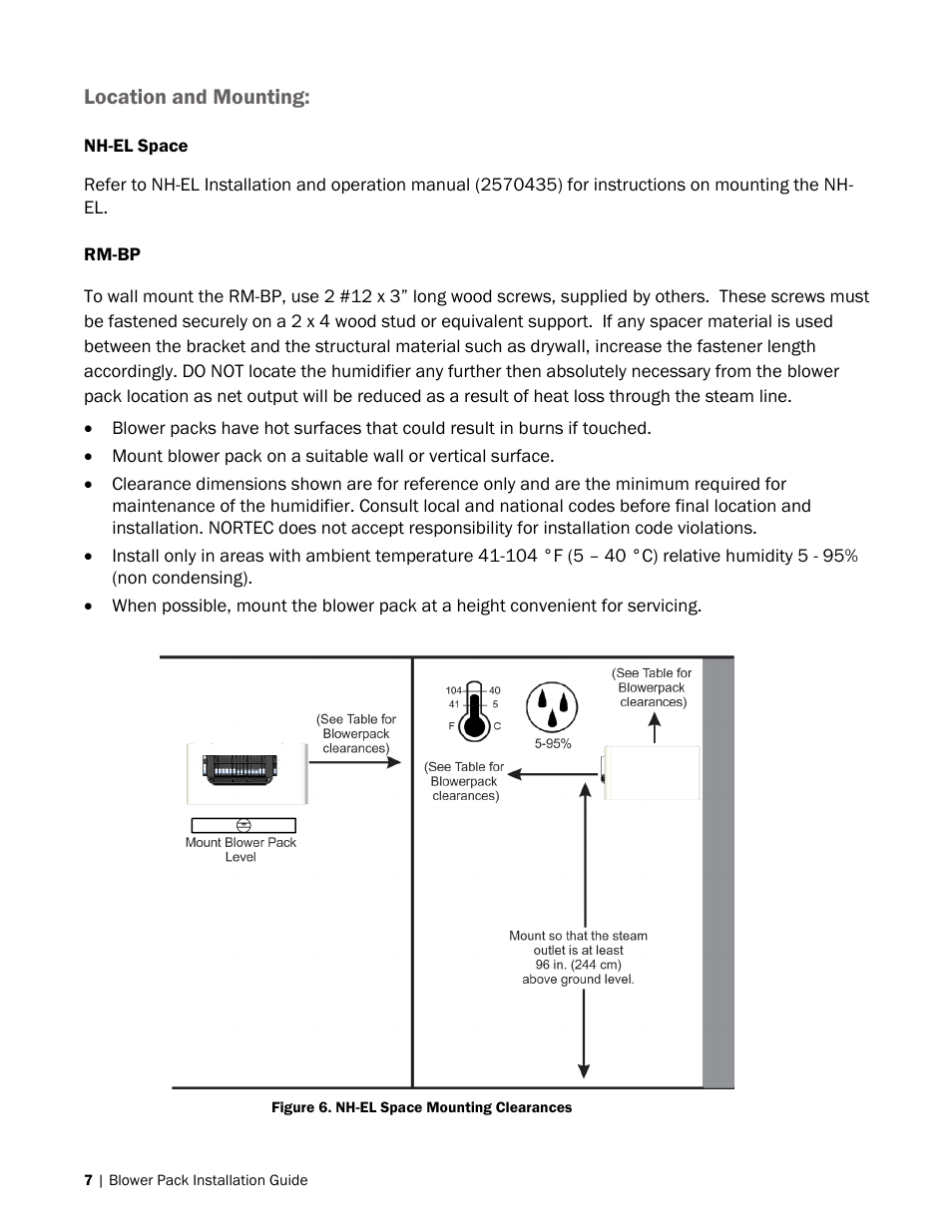 Location and mounting | Nortec Blower Packs User Manual | Page 10 / 31