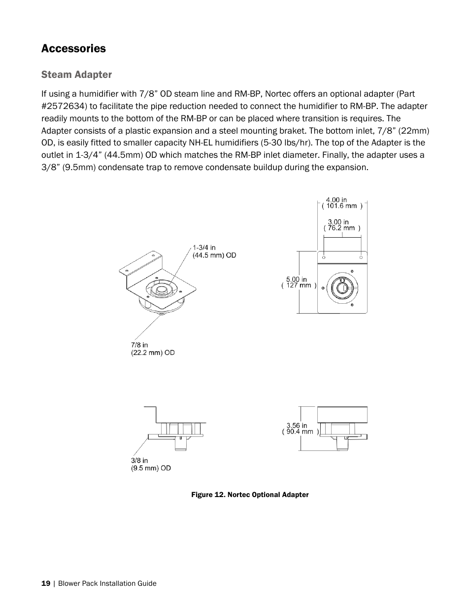 Accessories, Steam adapter | Nortec Blower Packs User Manual | Page 22 / 31