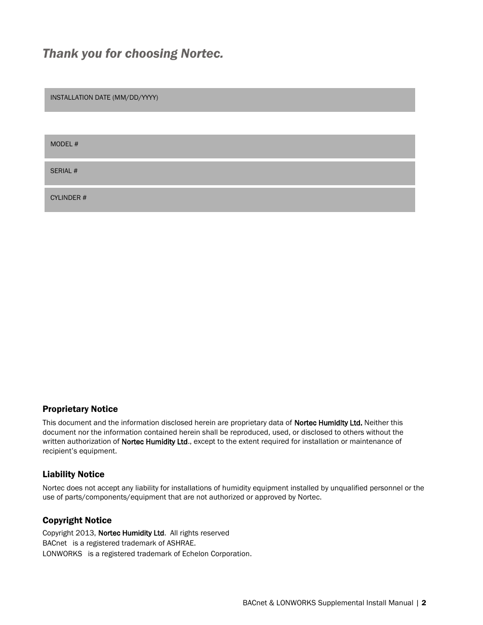 Nortec BACnet User Manual | Page 2 / 36